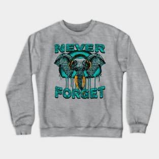 Never Forget Elephant with Headphones Crewneck Sweatshirt